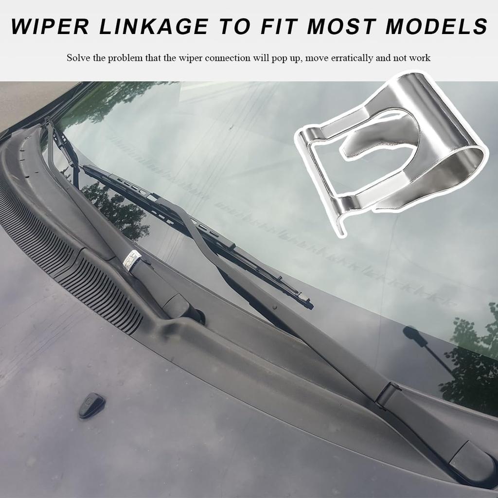 4 PCS Wiper Repair Clip, Automotive Windscreen Motor Linkage Bushing Rods Arms Link Repair Clip Kit, Universal Windshield Wiper Vehicle Steel Linkage