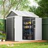 Garden House, Garden Shed with Window, Lockable Door, Plastic, Grey