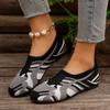 New Flyknit Mesh Breathable Low Top Single Shoes for Women, Flat Bottom Printed Knitted Fabric, Shallow Mouth Lazy Work Shoes