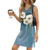 Women's V-neck Summer Casual Beach Vacation Women's Sleeveless Floral Print Sundress