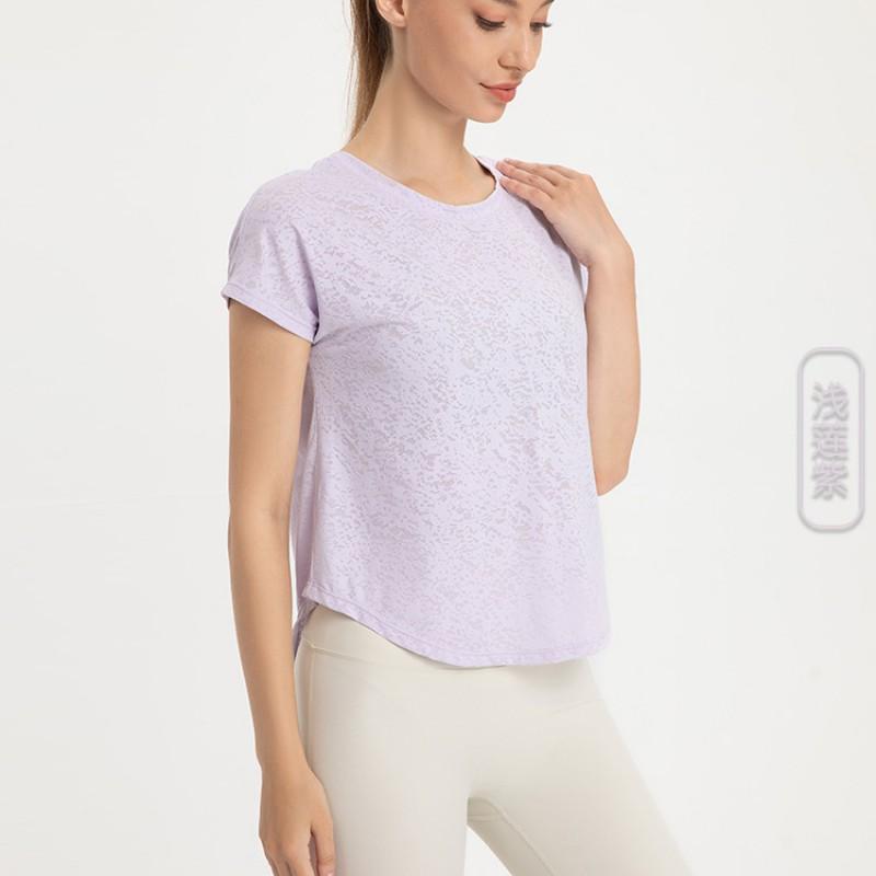 Womens Loose Quick-Dry Yoga T-Shirt With Side Slit Knot Detail Breathable Athletic Top Fitness Dance Summer