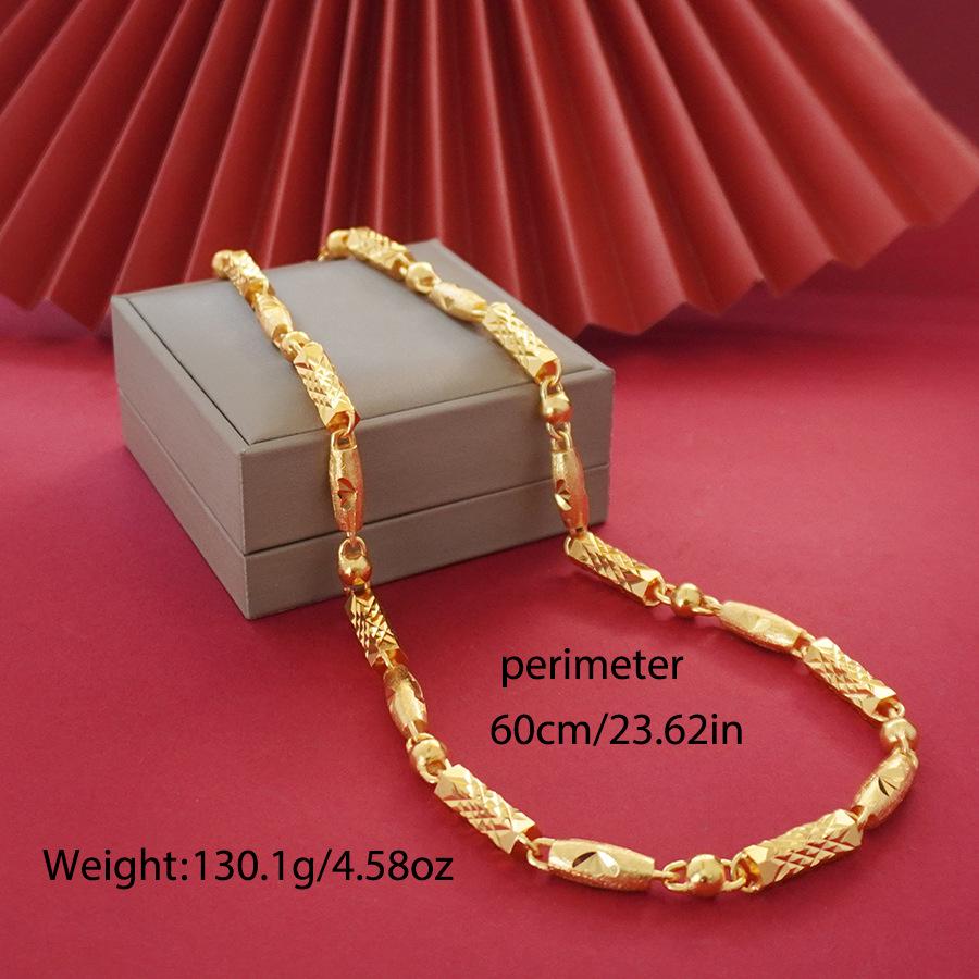 Элегантное мужское цилиндрическое колье длиной 60 см с головой дракона из песочного золота, дизайн высокого класса.