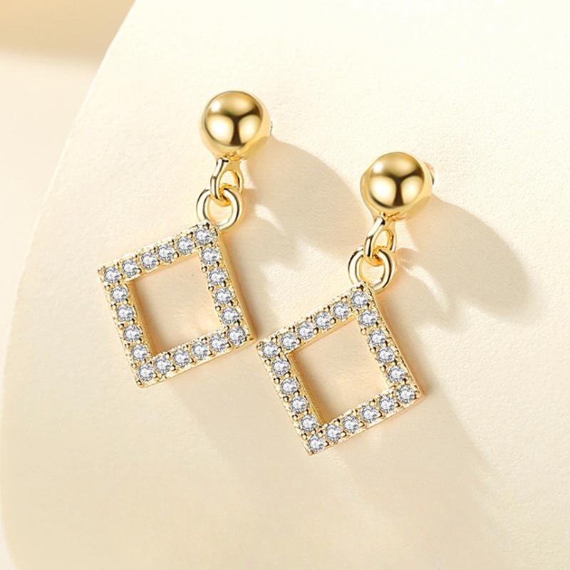 Серьги квадратные из стерлингового серебра S925, женские серьги в корейском стиле Ins Square, темпераментные серьги, серьги