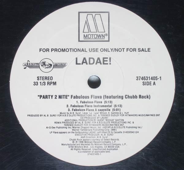 12-дюймовая пластинка LADAE - Party 2 Nite 3746314051 Motown 1996 США Рэп и хип-хоп/R&B Б/У