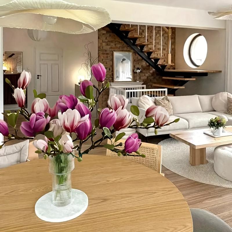 Роскошный набор «Нефритовый орхидей» из 6 штук - Реалистичные лепестки и листья, Декоративное украшение для приставного столика в гостиной, Подходит для дома, офиса, 3 фиолетовых 3 розовых