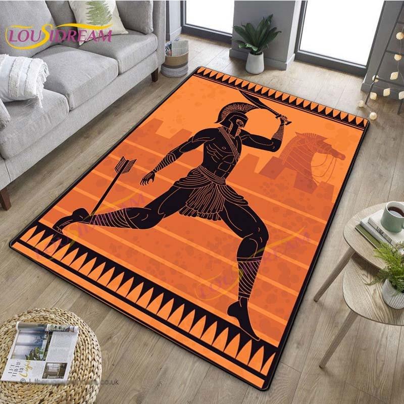 3D Египетский ковер «Древний всадник», греческий ковер, ковер Древнего Египта для гостиной, спальни, кухни, греческий домашний декор, нескользящий напольный коврик