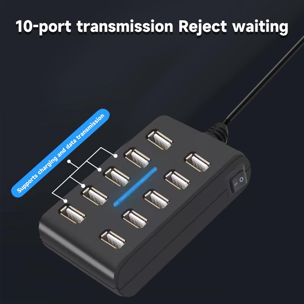 10-портовая док-станция USB 2.0 Портативный многофункциональный хаб Высокоскоростной мульти-линк USB-разветвитель для мобильного телефона, планшета