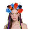 Женская атласная повязка на голову с красочным цветочным декором, обруч для волос яркого цвета.