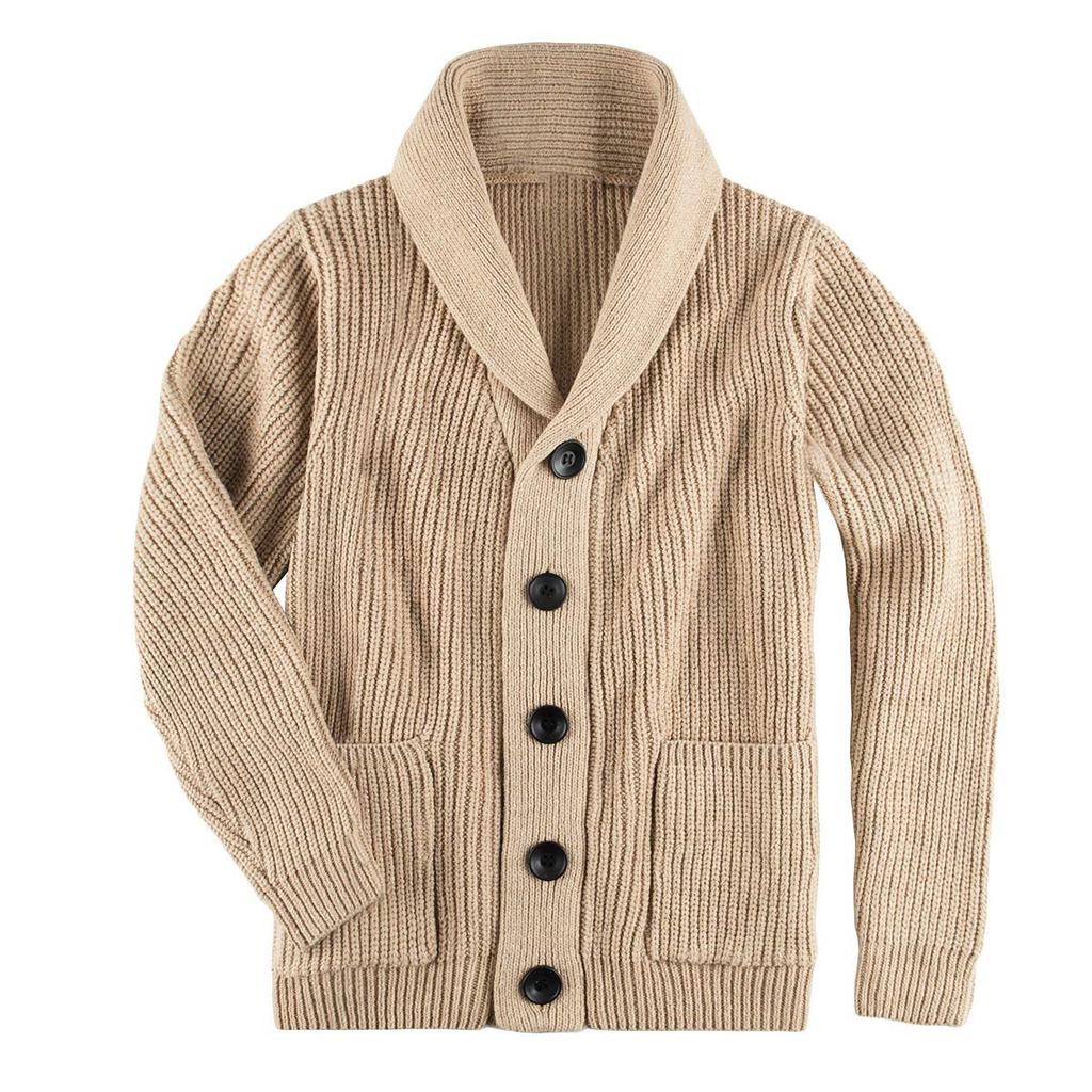 Men's Casual Single-breasted Cardigan Plus Size Cardigan Top Warm Long-sleeved Knitted Cardigan