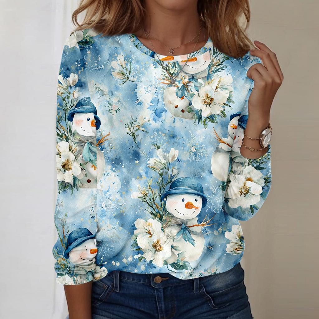 Long Sleeve Shirts For Women Cute Print Graphic Tees Blouses Casual Plus Size Basic Tops Pullover