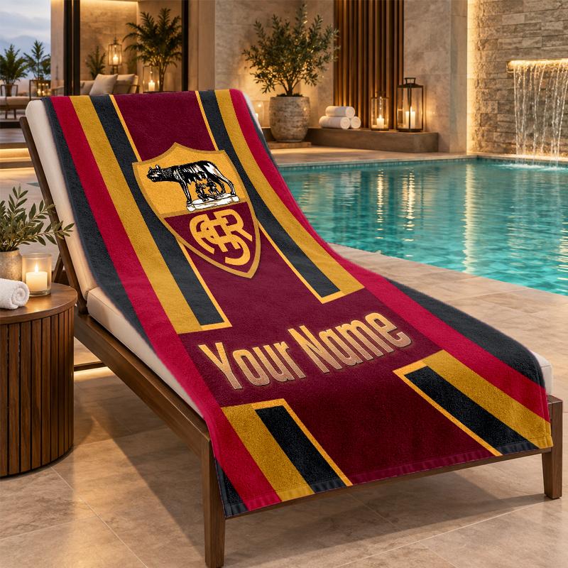 Custom Name AS Roma Beach Towel Personalized Text Soft Towel Swimming Travel Bath Gift