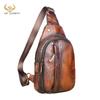 Мужская кожаная повседневная модная треугольная сумка на ремне на груди, коричневая дорожная дизайнерская сумка на одно плечо, мужская сумка через плечо