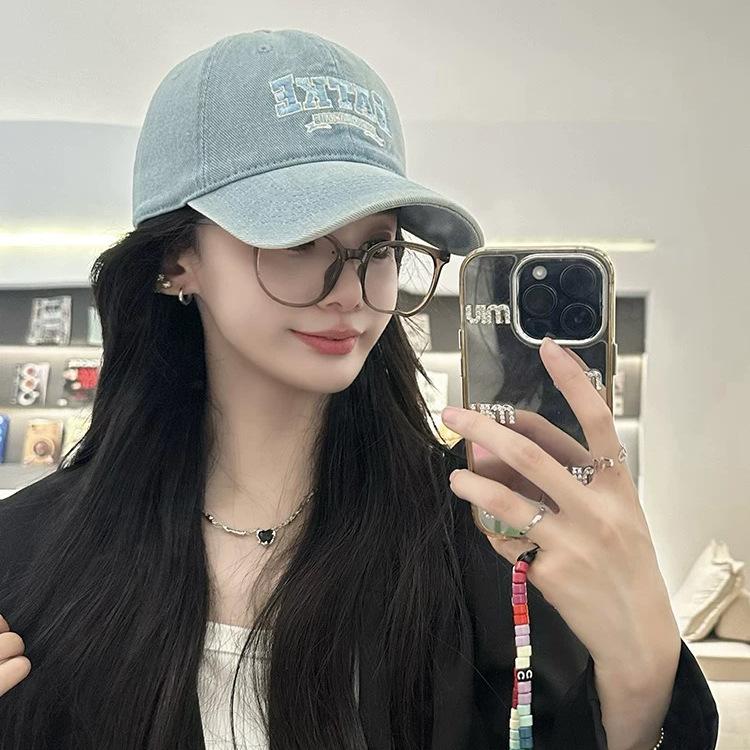 Бейсболка из стираного денима, женская, с широкими полями, большой окружностью головы, с надписью «буква», показывающей маленькое лицо, синяя шляпа, новинка 2024 года