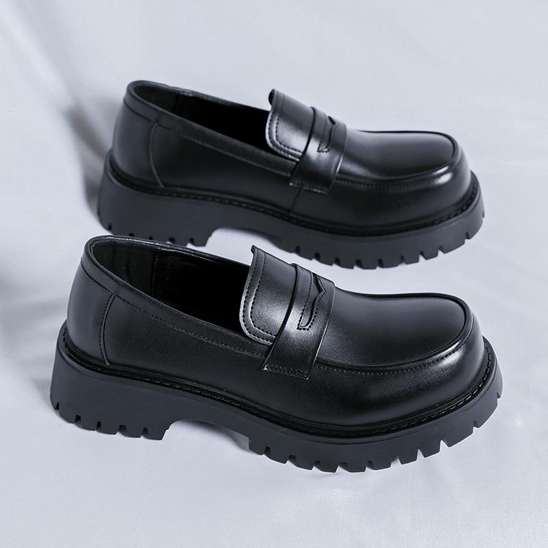 Outdoor Thick Bottom Mens Slip On Flats Casual Leather Male Loafers Comfortable Classic Dress Footwear Punk Style Driving Shoes