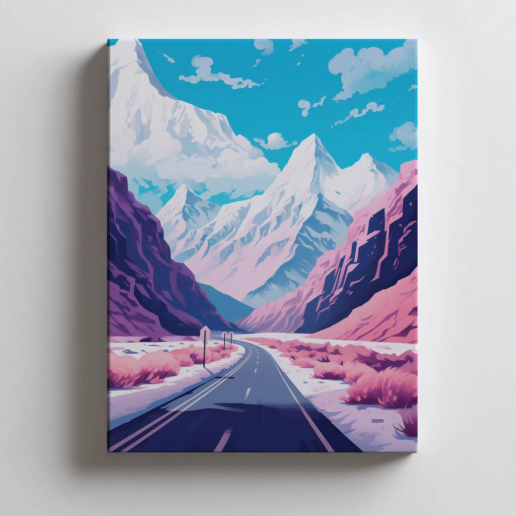 Pastelowy Krajobraz Górski Pastelowy Krajobraz Górski, 50X70 Cm, Rama Drewniana Jasny Dąb, Papier Matowy 230 Gsm