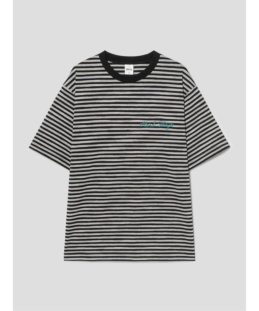 SHIFT.G Lettering Point Stripe T-Shirt Black
