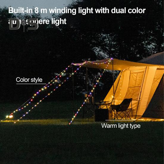 8 м выдвижная лампа для кемпинга, перезаряжаемая через USB, IPX4, водонепроницаемая, для сада, патио, двора, палатки, светодиодная лента для украшения