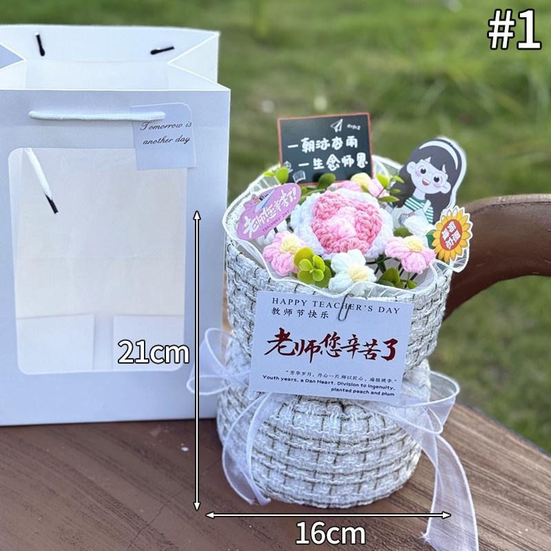 Crochet Sunflower Graduation Artificial Bouquet Teachers' Day Mothers Day Flower Bouquet Woven Flower Birthday Graduation Gift