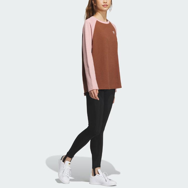 adidas Женская футболка Originals с рукавом реглан, коричневая, IZ1542