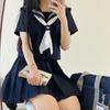 Sailor Navy for High School JK Halloween Short Front Pleated Class Authentic Navy Blue School School Graduation School Set [GSYCL] Uniform, Blue,