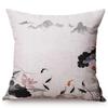 Chinese Style Vintage Ink Painting Lotus Pattern Throw Pillow Cover Classical Luxury Cushion Cover Sofa Decoration Pillowcase