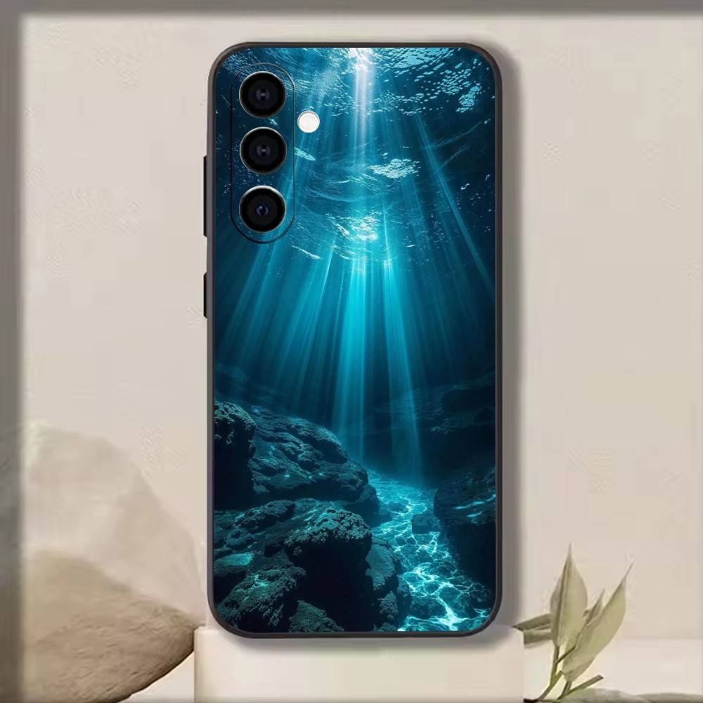 Текстура подводного мира Чехол для телефона Черный силикон Мягкий Для Samsung Galaxy A73,A72,A71,A70,A53,A52,A51
