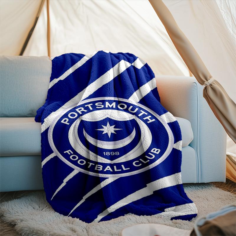 1PC Portsmouth F.C Printed Soft Flannel Blanket Throw for Adult Bedroom Living Room Sofa Camping Travel Fan gifts Christmas Gifts