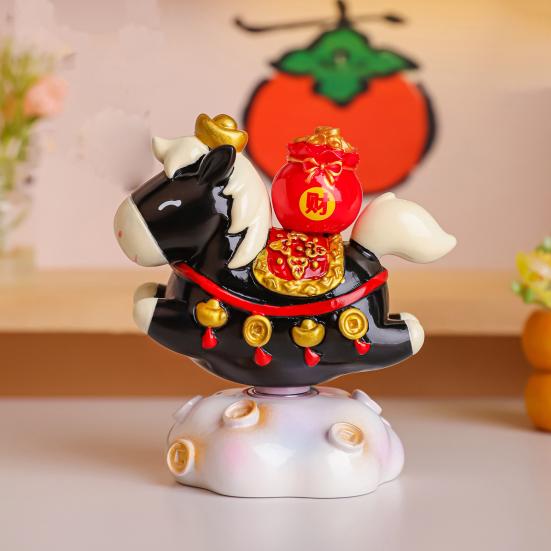 Doll Ornament Horse Shape Rotatable Design Decorative Resin Figurine Crack-resistant Vivid Doll Figurine