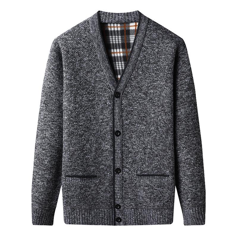 New Autumn And Winter Fashionable Warm Knitted Button Cardigan Sweater Jacket For Men Large Size Solid Color Loose Casual Jacket