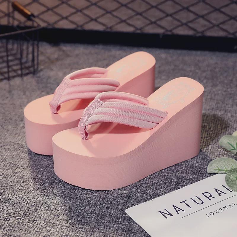 Корейские модные шлепанцы на высоком каблуке 11 см - нескользящие летние сандалии для ночного клуба для женщин