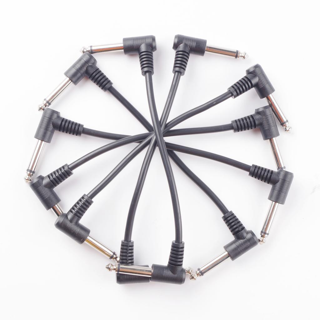 6Pcs Guitar Patch Cables 7 Inch Guitar Pedal Cable 6.35mm Interface Right Angle Type Connectors