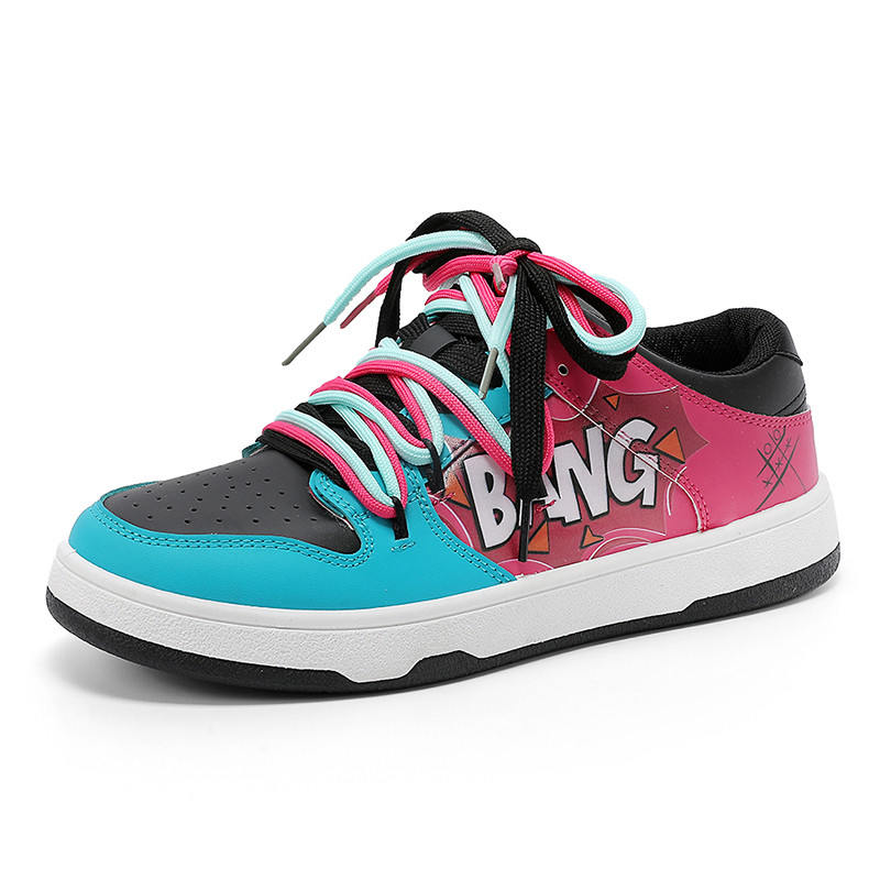 Новейшее поступление Модные мужские низкие кеды с принтом букв Хип-хоп кожаные кеды для мужчин На шнуровке Плоская обувь Повседневная мужская обувь