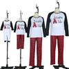 Custom Logo Family Christmas Pajamas Winter Long Sleeve Pjs Pajamas Custom Kids Pajama Set Print Top and Plaid Pants Sleepwear