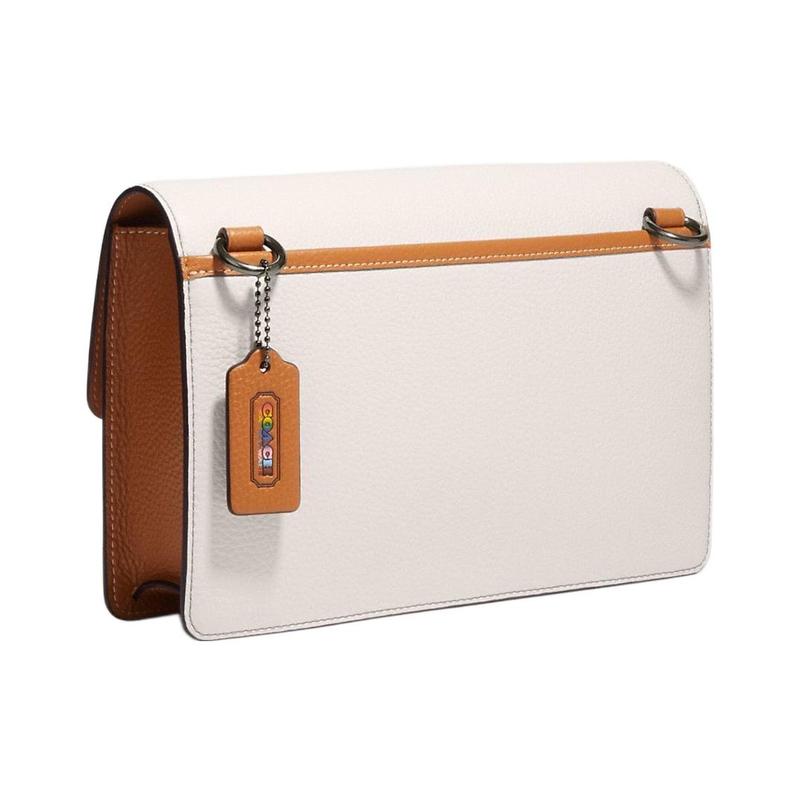COACH crossbody bag Turner 25 appliqué pattern buckle closure rainbow shoulder strap cow leather envelope shoulder medium size unisex couple style