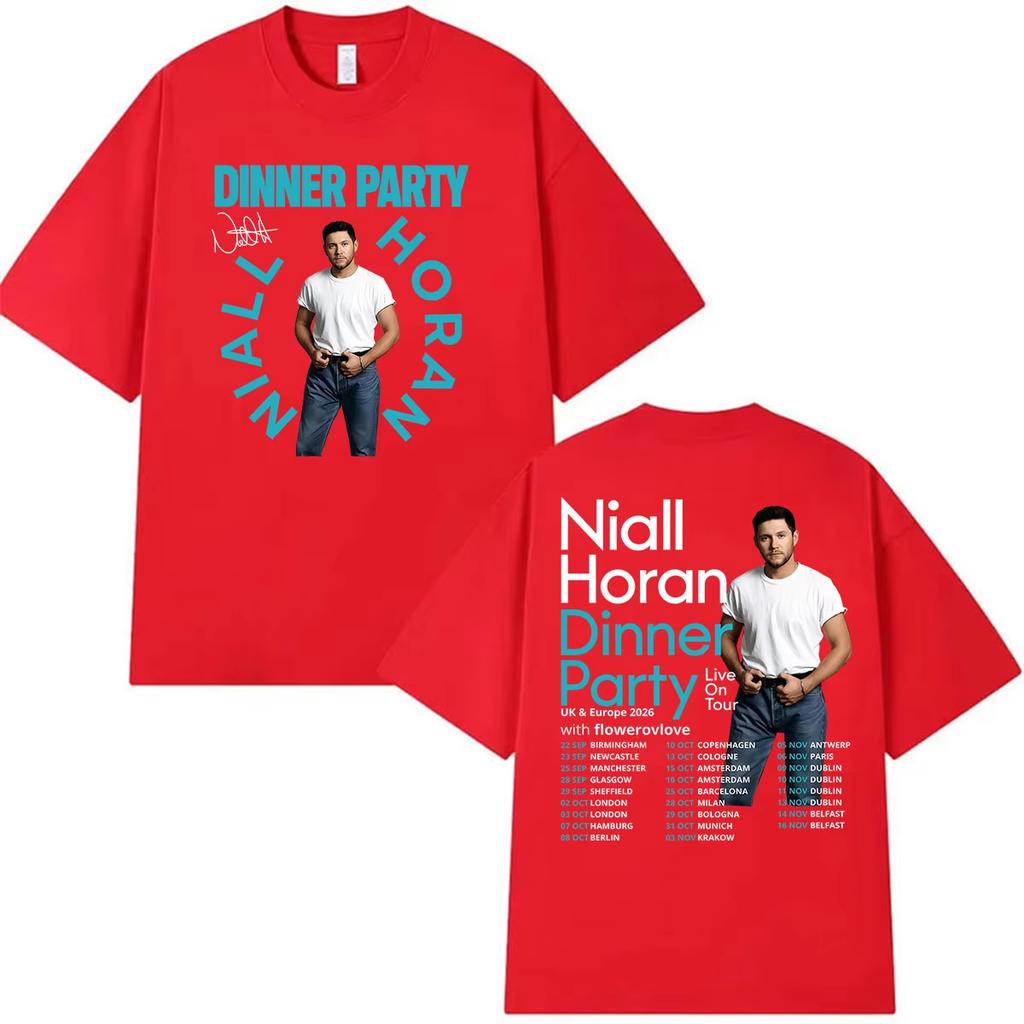 Горячая Распродажа Футболка с Графическим Принтом Niall Horan Dinner Party Live on Tour 2026 Ретро Харадзюку Хип-Хоп Мужская Женская Футболка Y2K Хлопок Готическая Круглая Футболка