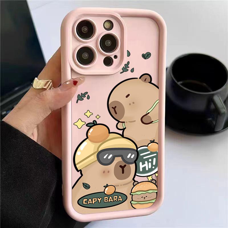 Милый Капибара Силиконовый Мягкий Чехол Для Телефона Для iPhone 16 15 14 13 12 11 Pro Max X XS XR 7 8 Plus SE 2020 Ударопрочная Задняя Крышка