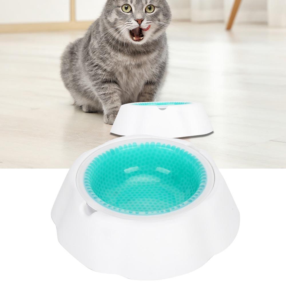 Double Wall Cooling Pet Bowl Round Shape Chilled Cat Dish Summer Pet Water Bowl Summer Hydration