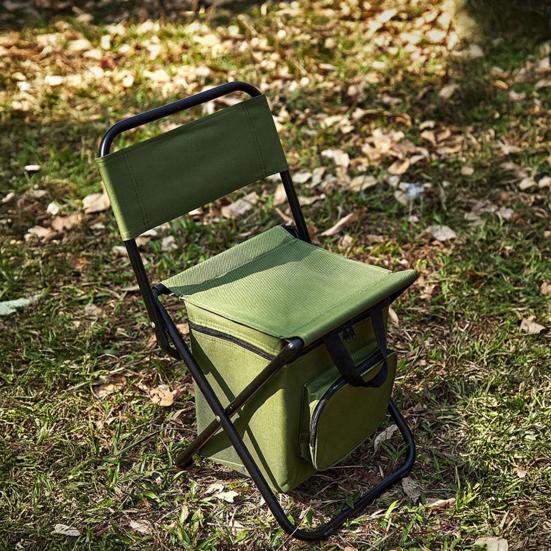 Portable Folding Chair with Cooler Bag Heavy Duty Waterproof Lightweight Outdoor Camping Backpacking Beach Picnic Fishing Collapsible Stool Seat