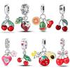 Copper Strawberry Cherry Apple Avocado Fruit Charms Pendants Fit Diy Original Bracelets Birthday Jewelry