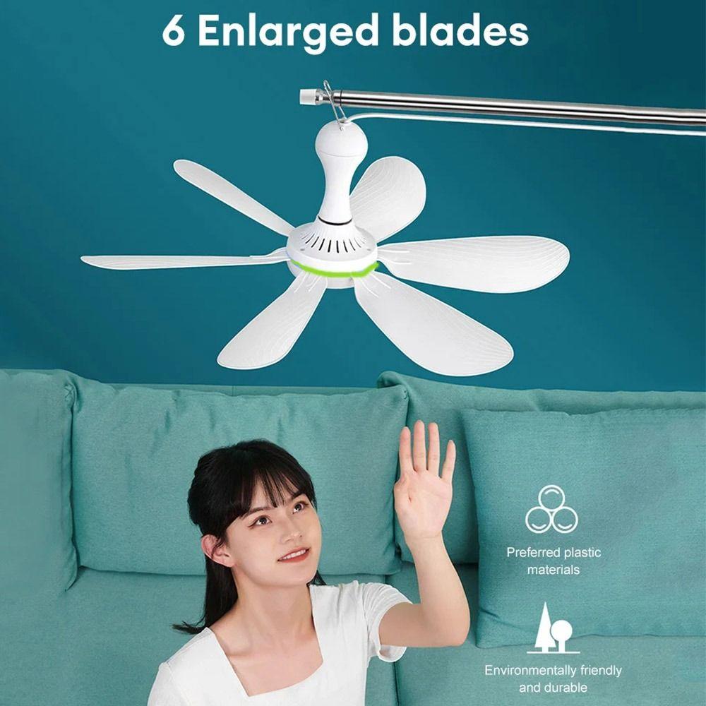 Silent Electric Fan 4-speed Hanging Camping Tent Fan Portable Ceiling Fan Dormitory