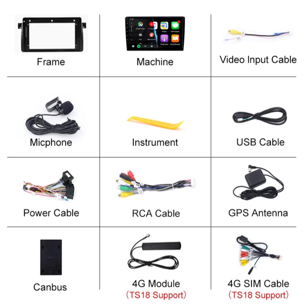 Android 14 Carplay WIFI+4G для BMW E46 M3 1998-2006 Автомобильный Радио Мультимедиа Видео Плеер Стерео GPS DPS Головное Устройство 360 Камера BT