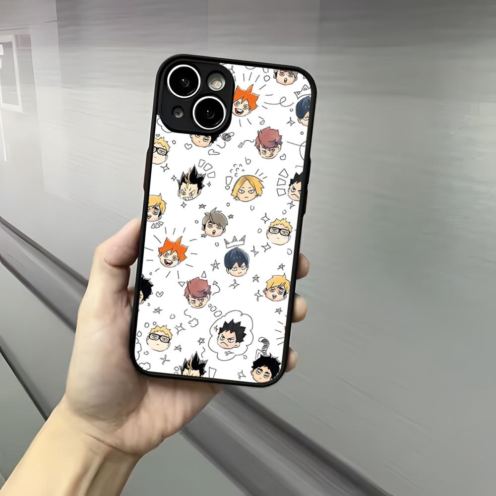 Крутое аниме H-Haikyu!! Чехол для iPhone 17 16 15 14 13 12 Pro Max Xr Air Plus, Черный Жесткий Чехол с Ощущением Кожи