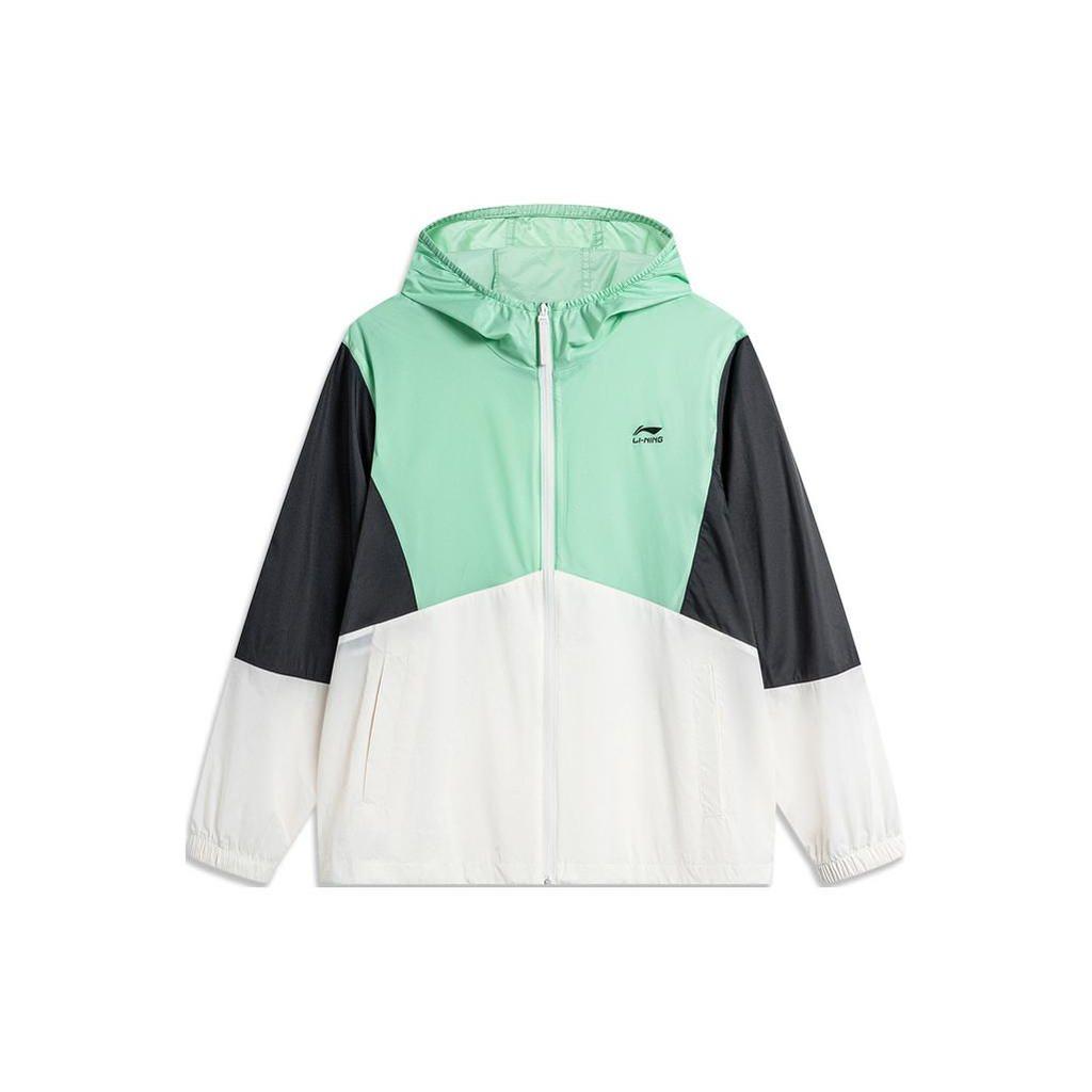 Li-Ning Легкая повседневная солнцезащитная куртка из софтшелла UPF50+ Мужская верхняя одежда Холодно-зеленый молочно-белый AFDU363-4