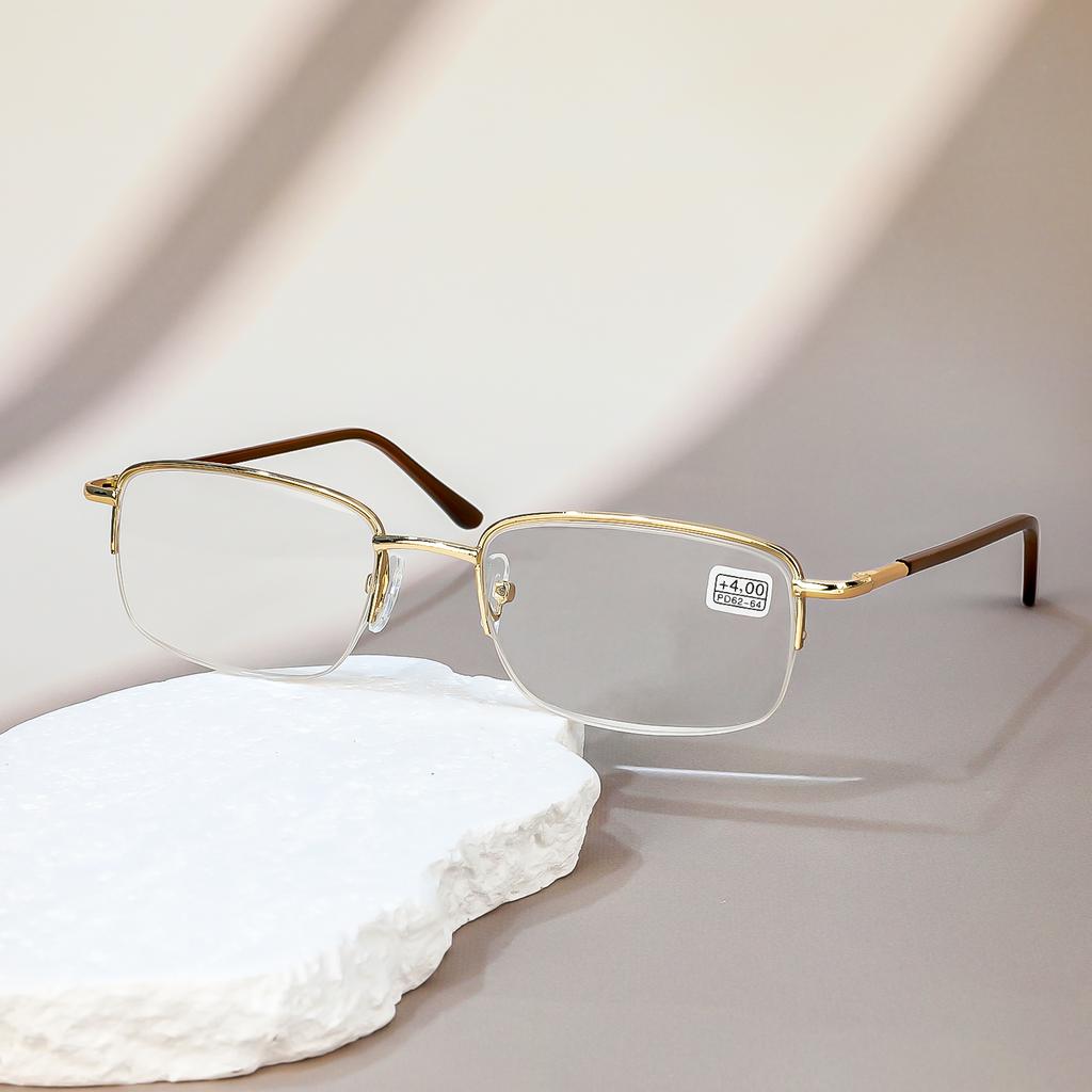 Новые модные металлические очки для чтения с защитой от синего света для мужчин и женщин, портативные и классические очки в полуоправе