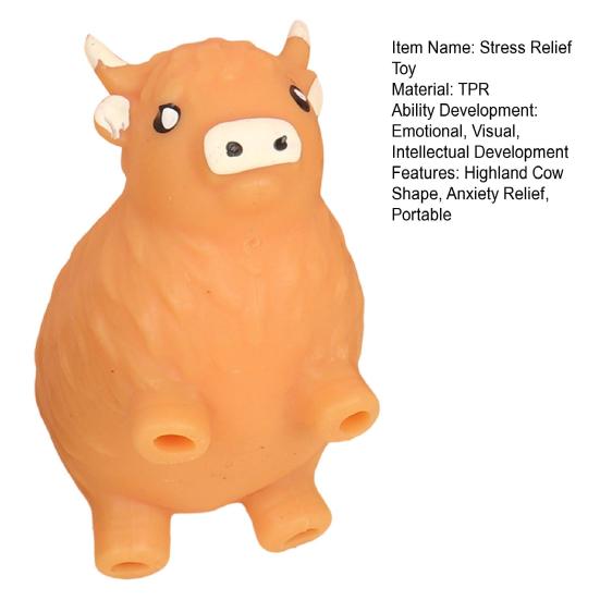 Highland Cow Squeeze Toy Cattle Sensory Toy Anxiety Relief Highland Soft Stretchy Animal