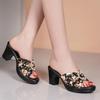 Женская мода элегантные цветочные туфли на высоком каблуке с открытым носком женский комфорт большого размера пляжная вечеринка сексуальные сандалии ab777