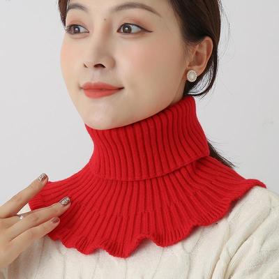Зимний шарф женский, утепленный и холодный, вязаный нагрудник женский, корейская версия воротника-хэджинга, красный шарф, защита шеи, шейный платок для женщин