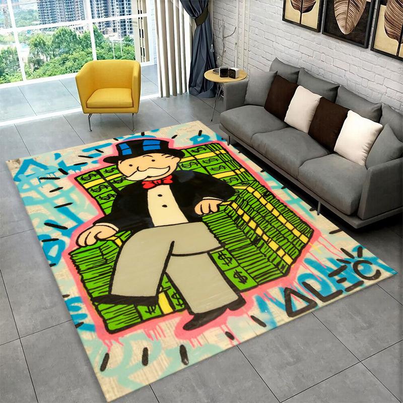 Monopoly Dollar Rich Game Cartoon Carpet Rug for Bedroom Living Room Sofa Playroom Doormat Home Decor,Kid play Area Rug Non-slip