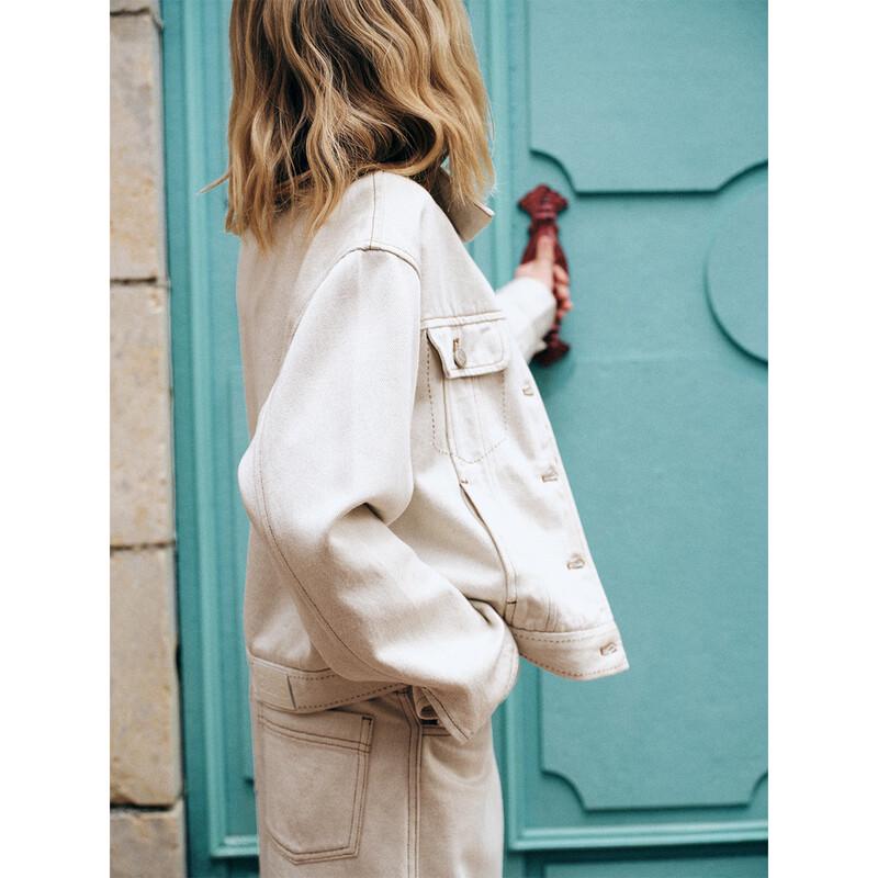 ELLE KIDS Girls' Linen Lyocell Denim Jacket