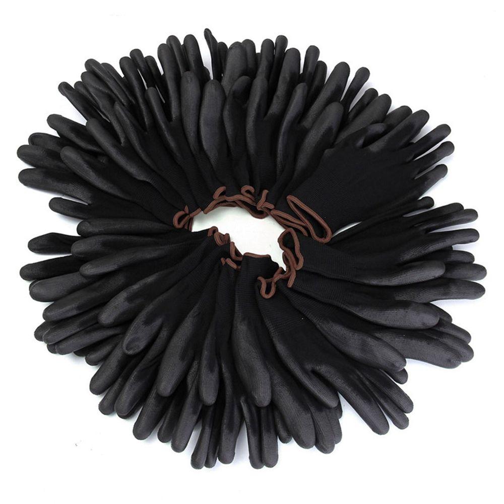 Черные 6 пар Перчатки для строителей с латексным покрытием ладони Защитные перчатки Садовые принадлежности Рабочие перчатки